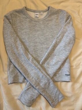 TNA Heather Gray Thermal Crew Neck Top